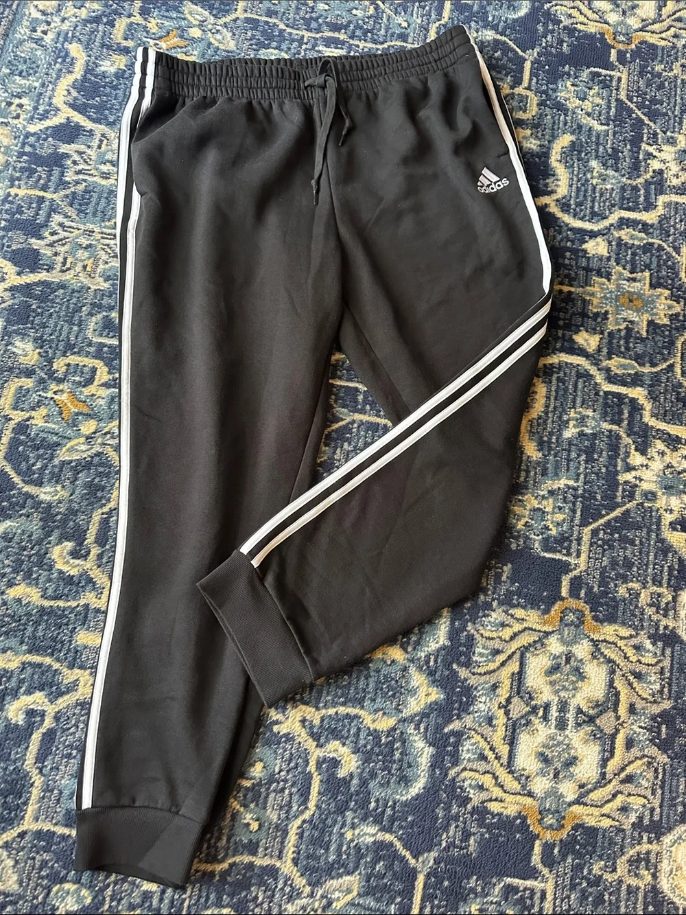 adidas Black Jogger Pants with White Side Stripes